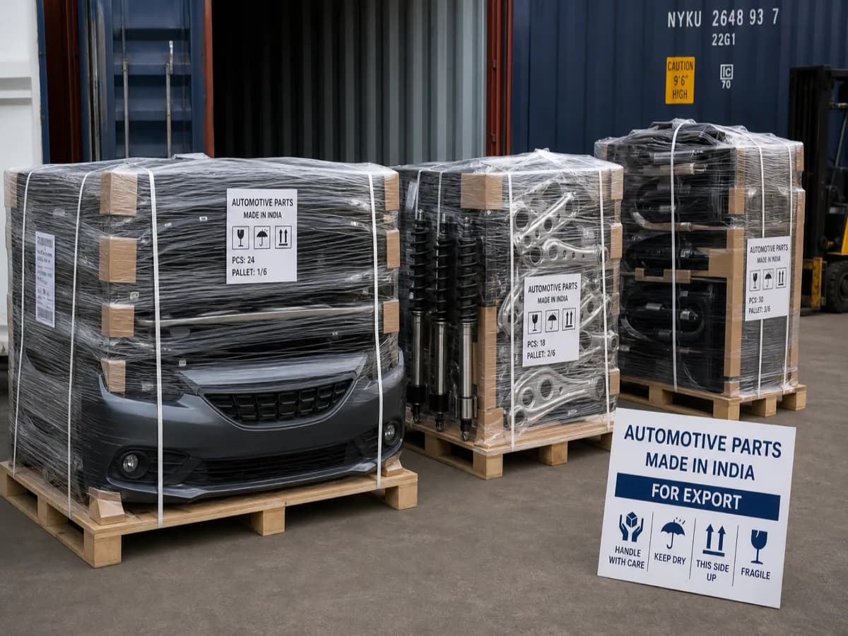 Aftermarket auto parts cartons sorted for Pakistan LCL export