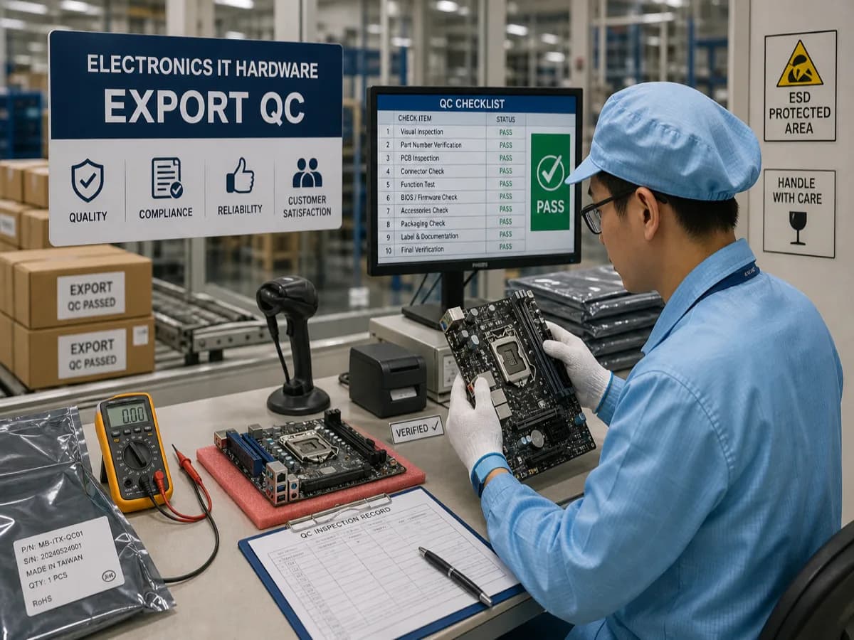 LED lighting components inspected before UAE-bound shipment from China