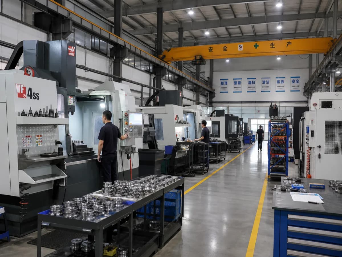Industrial CNC machinery on a production floor ready for global shipment